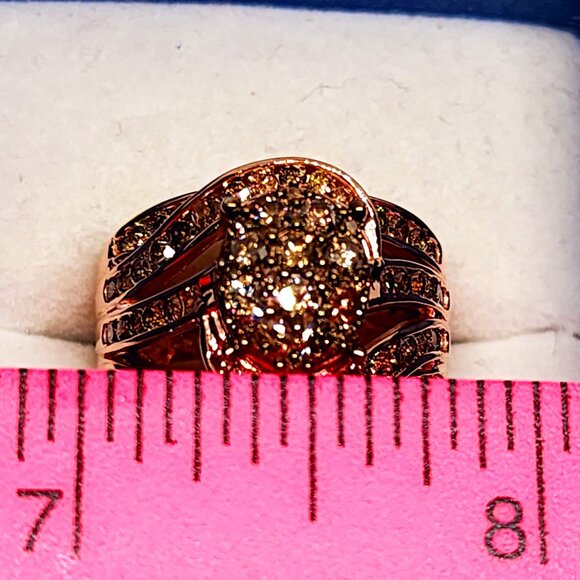 Natural Champagne Diamond ring in 14K RG vermeil over 925 Sterling sz 7 2.00tcw - Picture 2 of 6